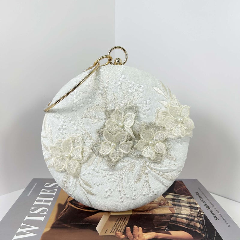 Chinese Style Celebrity Cheongsam Bag Portable Embroidered Dress Evening Bag Elegant Diamond-Encrusted Evening Bag Crossbody Small Round Bag - Image 1