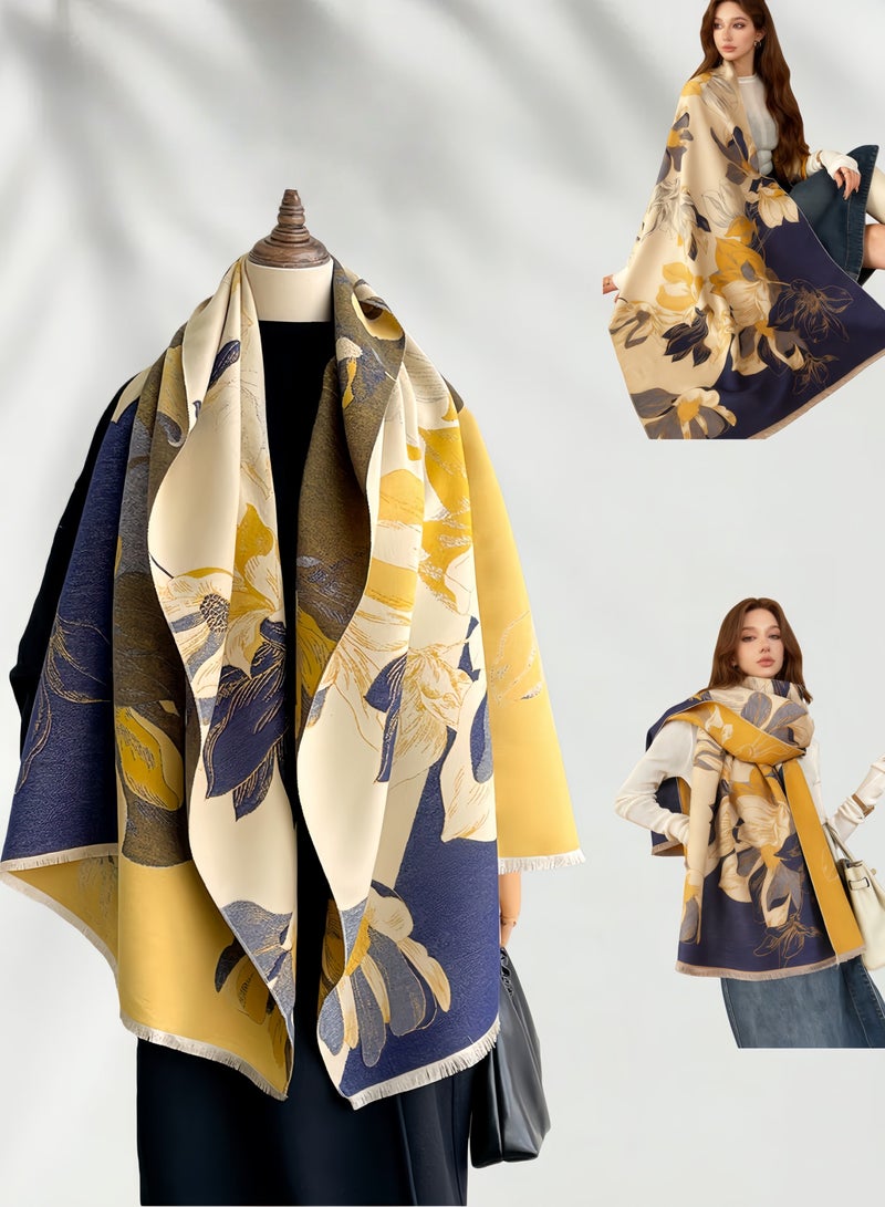 TAYYIB NOOR Luxury Ultra Soft Comfort Blanket & Shawl Wrap - Imitation Cashmere, Warm Thick Winter Scarf for Women, Versatile Cape for Evening Dressing, Perfect for Home Comfort & Stress Relief Gift - Image 1