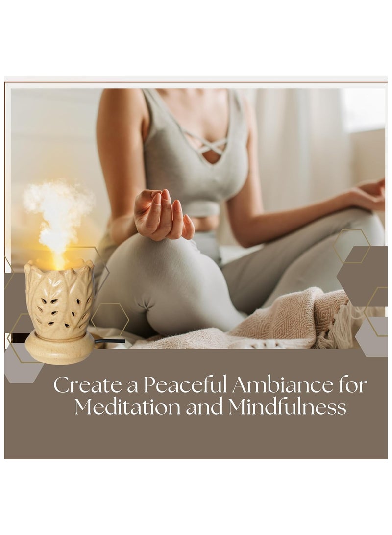 Maanys Ceramic Essential Oil Burner and Candle Warmer, Aromatherapy Oil Warmer with Ceramic Base | Home & Bedroom Decor for Relaxation (Flower) - Image 4