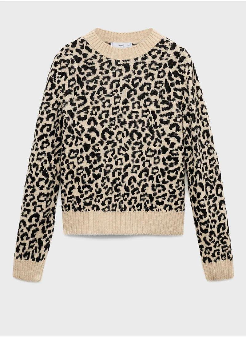 مانجو Leopard Jumper With Contrasting Trims