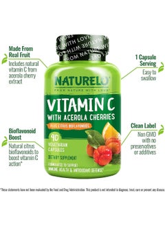 NATURELO Premium Vitamin C With Organic Acerola Cherry And Citrus Bioflavonoids  500 Mg Non Gmo  Raw Vegan 90 Capsules  - Image 4