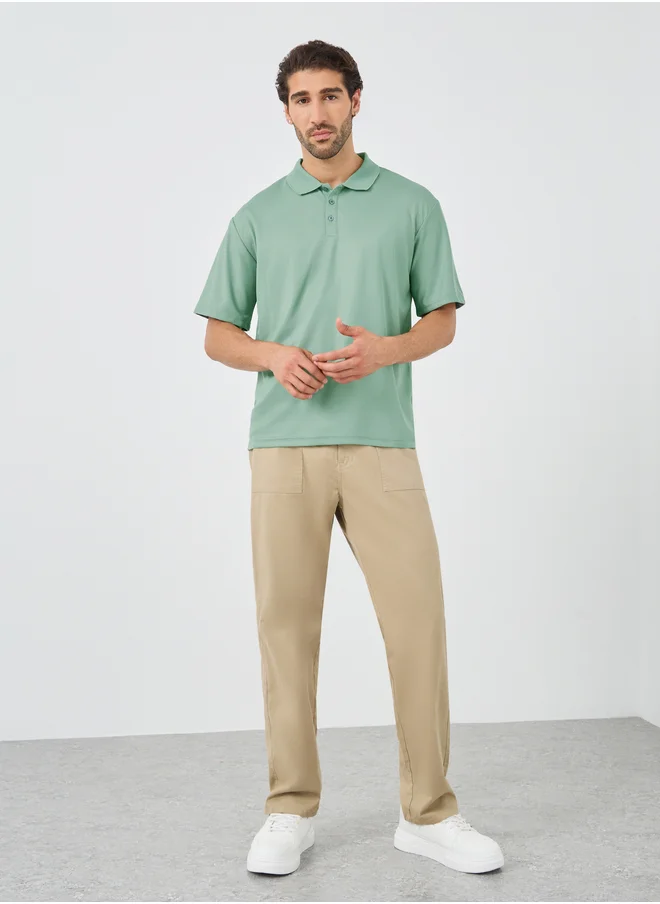 ستايلي Styli Solid Regular Fit Polo Neck T-Shirt