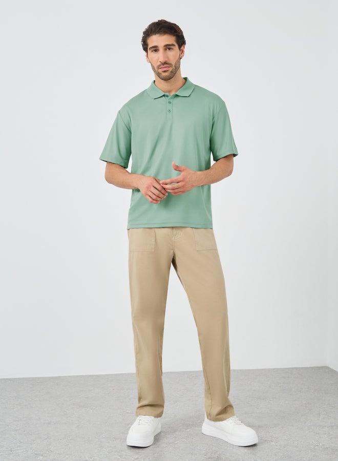 Styli Solid Regular Fit Polo Neck T-Shirt - Image 2