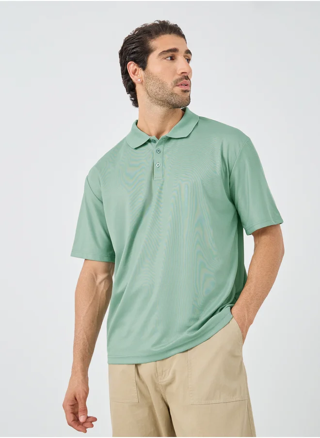 ستايلي Styli Solid Regular Fit Polo Neck T-Shirt