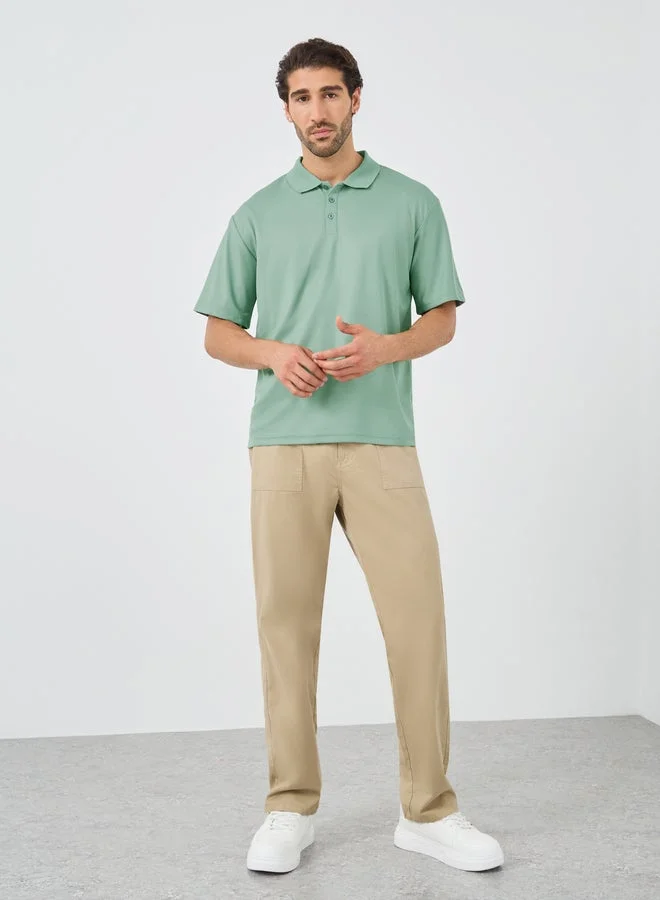 Styli Solid Regular Fit Polo Neck T-Shirt