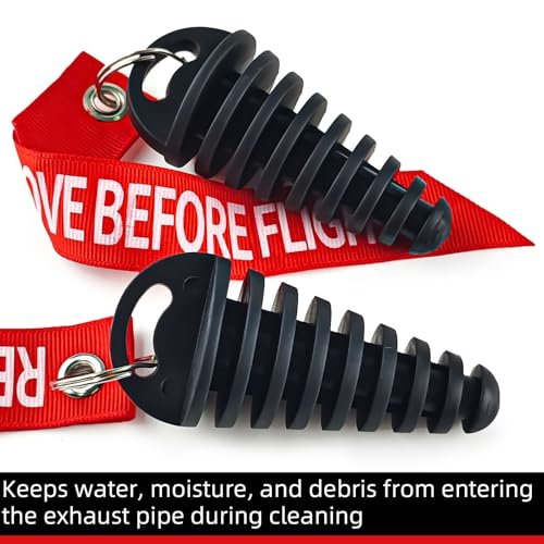 ZNBSIXP 2 Pack Muffler Exhaust Wash Plug 0.6"-1.5" Rubber Exhaust Plugs with 2 Streamers, Exhausts Cleaning Plugs for 2 Stroke Motorcycle Dirt Bike with Rubber Exhausts Silencer Wash Plug - Image 4