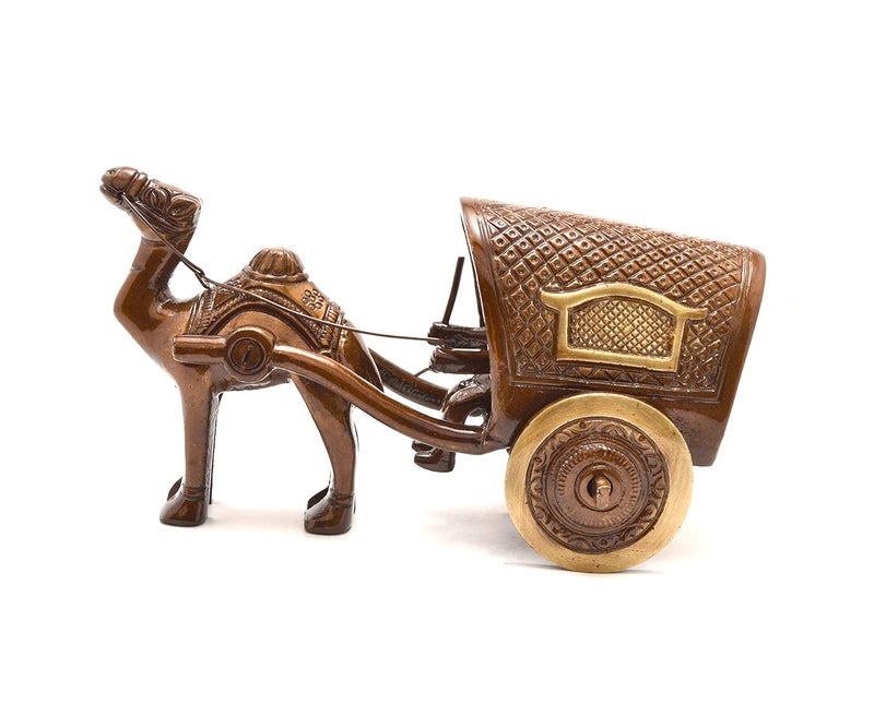 Two Moustaches Camel Cart Brass Showpiece Figurine Standard Pack of 1 - Image 2