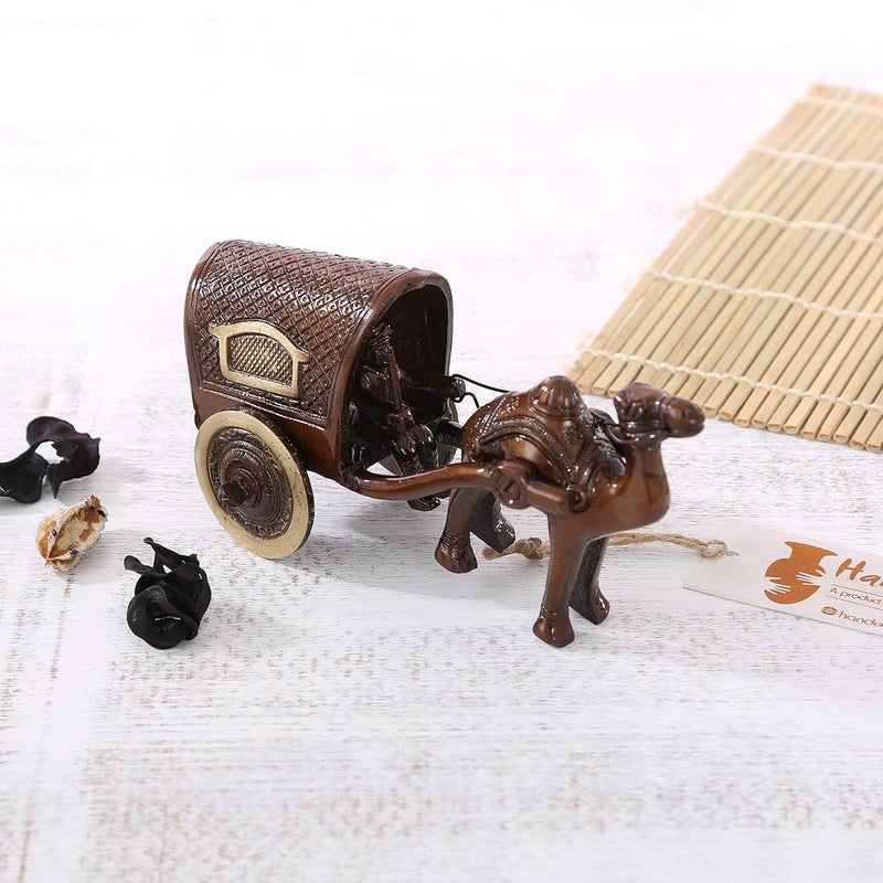 Two Moustaches Camel Cart Brass Showpiece Figurine Standard Pack of 1 - Image 4