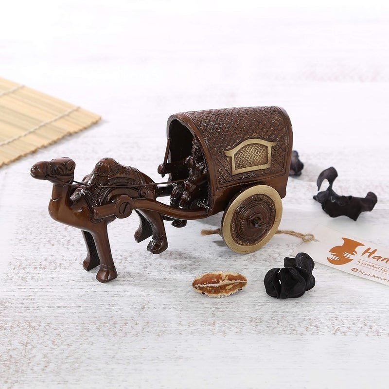 Two Moustaches Camel Cart Brass Showpiece Figurine Standard Pack of 1 - Image 3