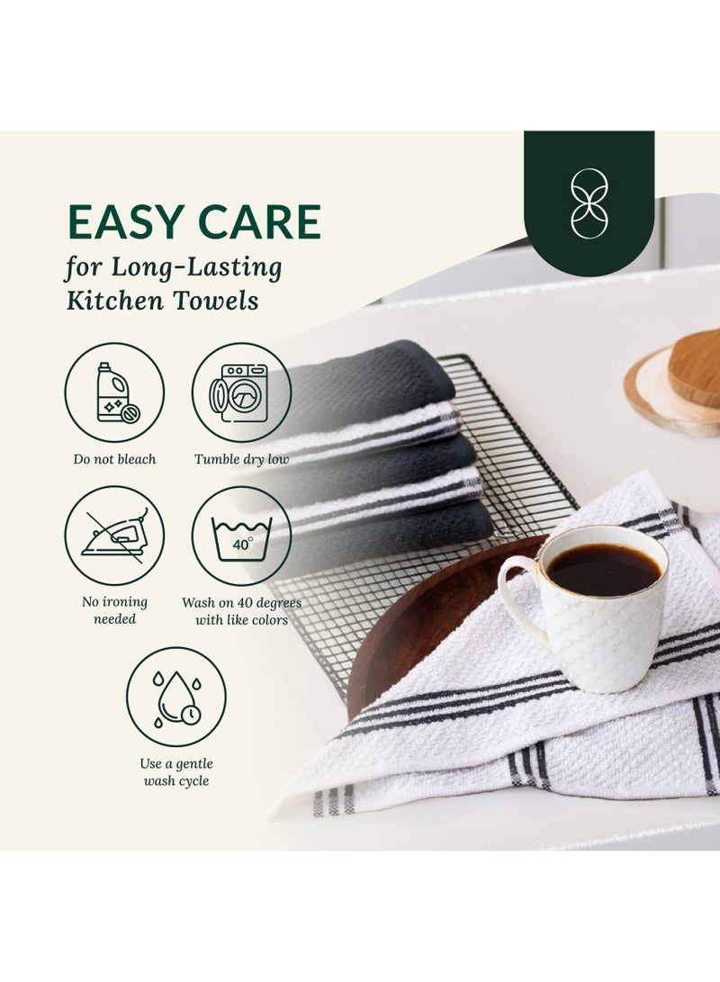 Cloud Scape Linen 12-Piece Kitchen Essentials Set – Includes Absorbent Dishcloths & Kitchen Towels, Non-Slip Silicone Grip, Grey - Image 4