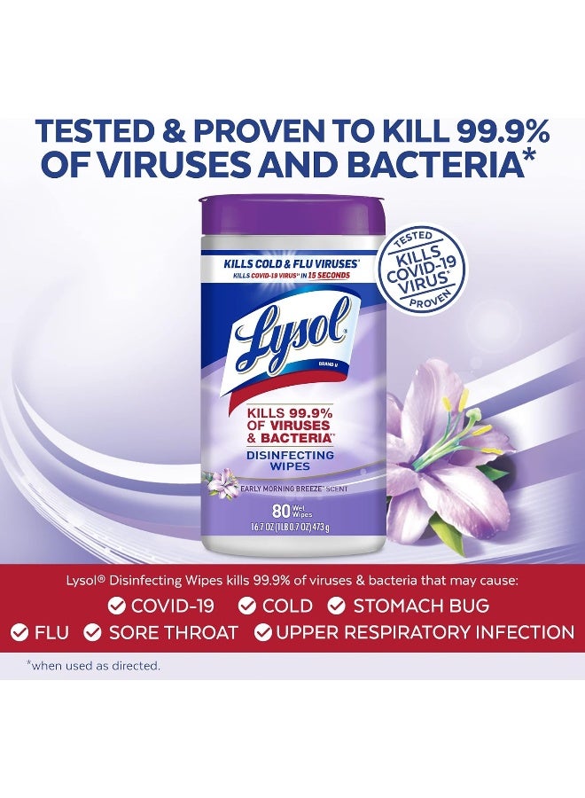 Lysol Disinfecting Wipes, Early Morning Breeze, 80ct, Packaging May Vary - Image 2