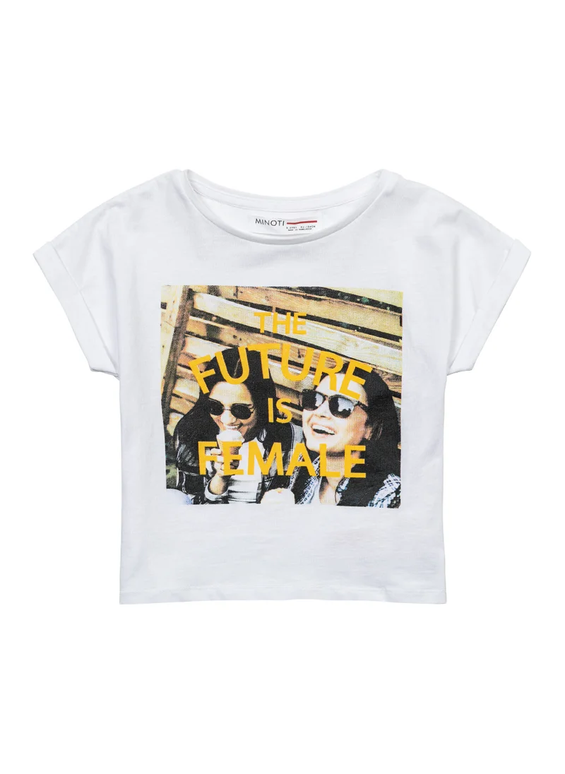 MINOTI Kids Girls Rolled Sleeve T-Shirt With Print