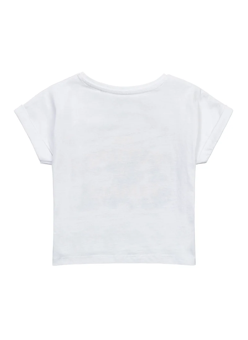 MINOTI Kids Girls Rolled Sleeve T-Shirt With Print