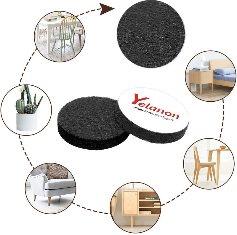 Yelanon Felt Furniture Pads For Hardwood Floors -24 Pcs 2.5"" Premium Felt Pads For Chair Legs, Floor Protectors For Furniture, Black - Image 3