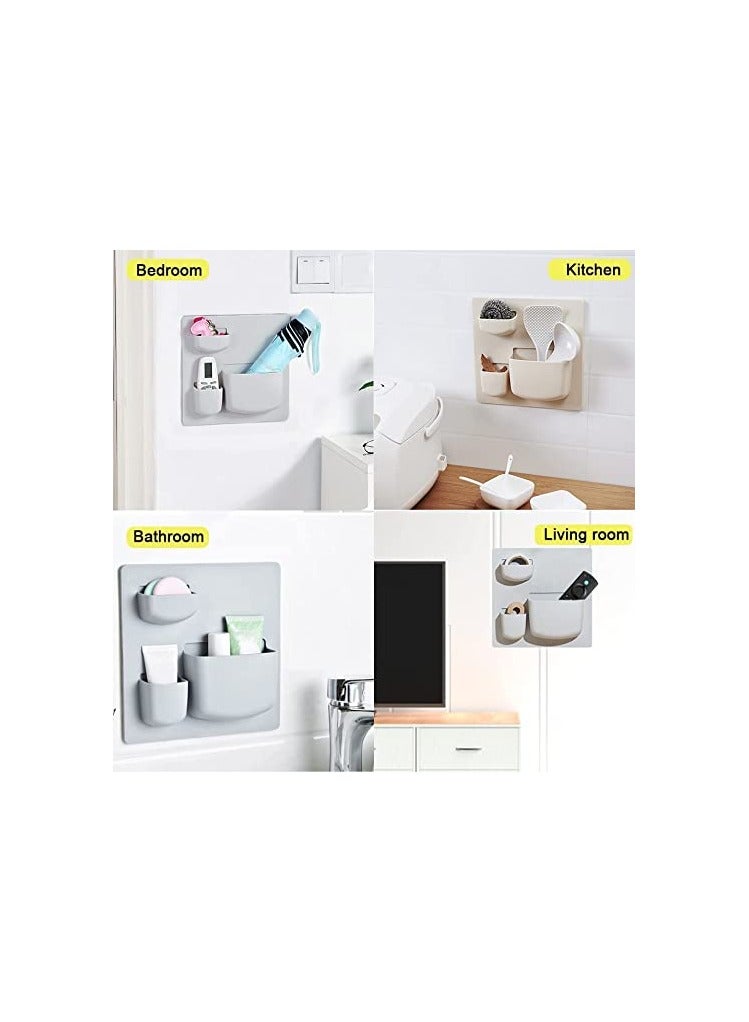Excefore Remote Control Holder Wall Mount Household Hole Free Self-Adhesive Holder for Bed Table Couch Recliner Holder Bedroom Storage Organizer Box Office School Bathroom Kitchen Shelf (1Pcs Apricot)  - Image 3