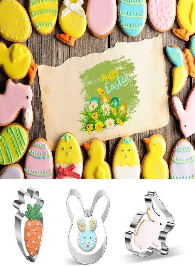 HIPIHOM Easter Cookie Cutters 5 Pcs Set - Bunny, Chick, Rabbit, Egg, Carrot Molds for Easter & Spring Decorations - Image 4