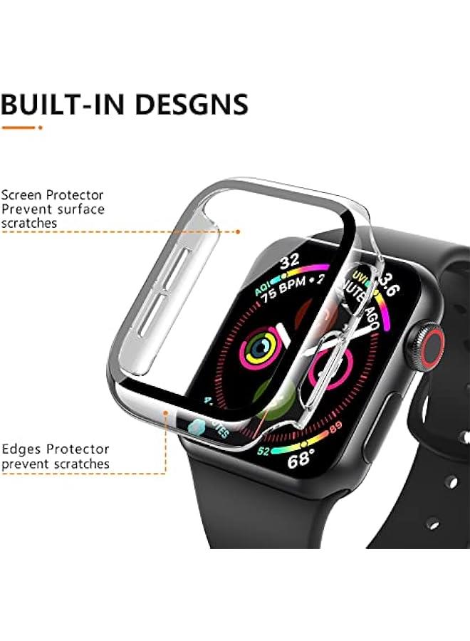 3 Pack Case for Apple Watch Series 9 Series 8 Series 7 45mm Hard PC Case with Tempered Glass Screen Protector Waterproof Anti-Scratch Ultra-Thin Protective Cover for iWatch 45mm (Transparent) - Image 2