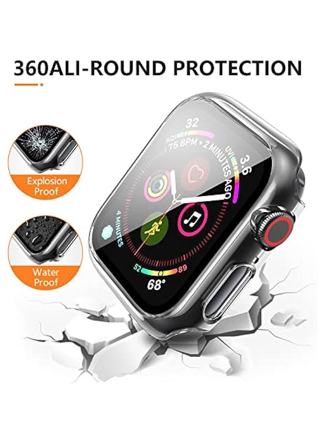 3 Pack Case for Apple Watch Series 9 Series 8 Series 7 45mm Hard PC Case with Tempered Glass Screen Protector Waterproof Anti-Scratch Ultra-Thin Protective Cover for iWatch 45mm (Transparent) - Image 3