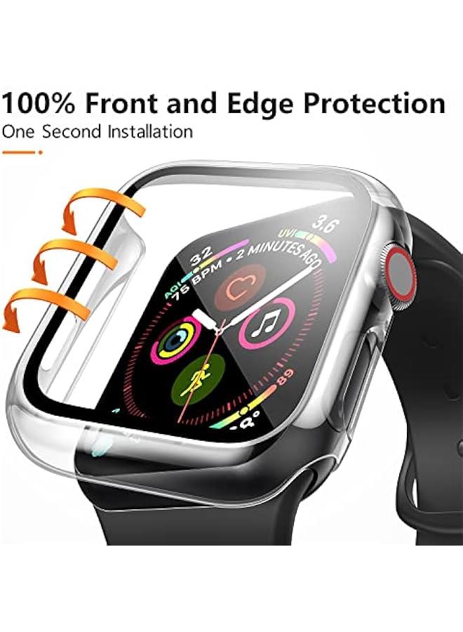3 Pack Case for Apple Watch Series 9 Series 8 Series 7 45mm Hard PC Case with Tempered Glass Screen Protector Waterproof Anti-Scratch Ultra-Thin Protective Cover for iWatch 45mm (Transparent) - Image 4