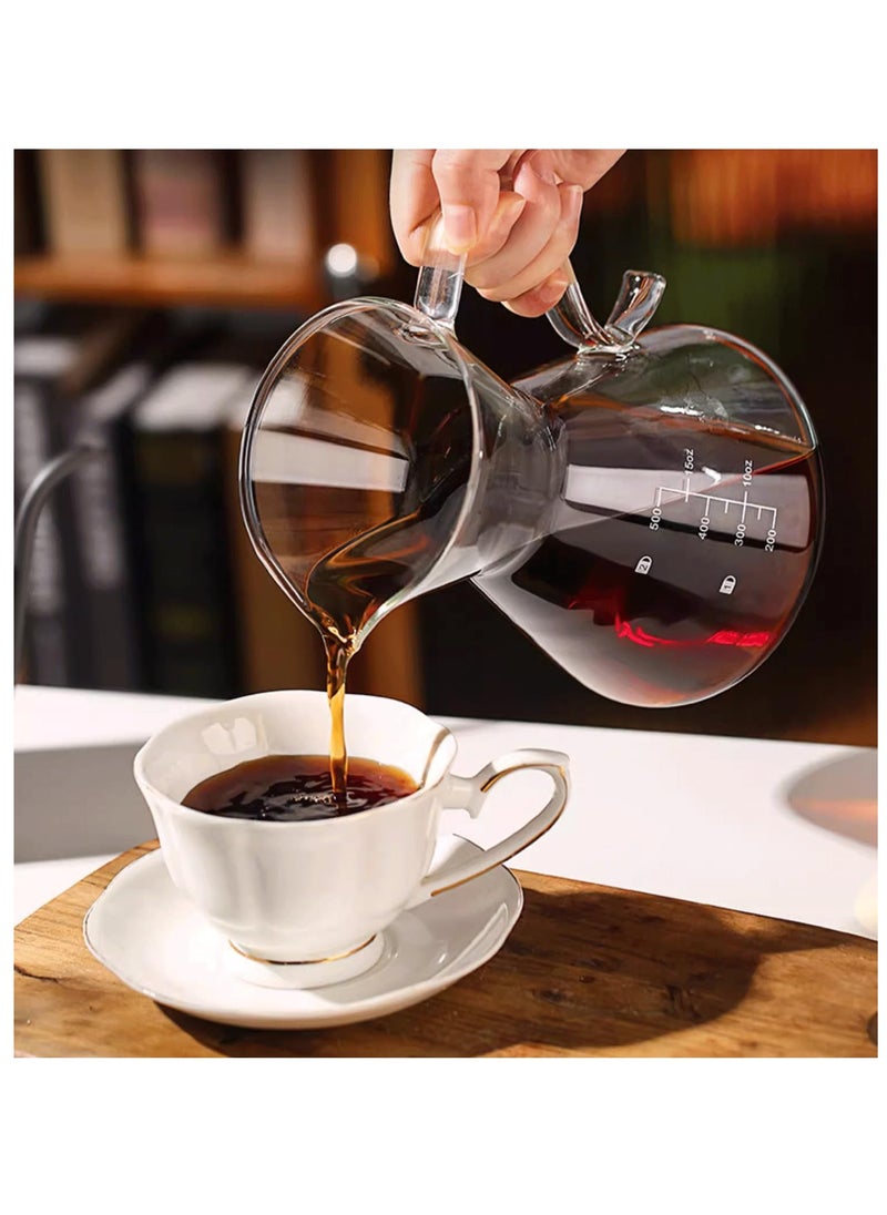 Excefore Pour Over Coffee Maker, Elegant Drip Coffee Maker with Reusable Stainless Steel Filter Dripper, Lead-Free Borosilicate Glass Coffee Carafe for 1-4Cup, 500ml 18oz  - Image 5