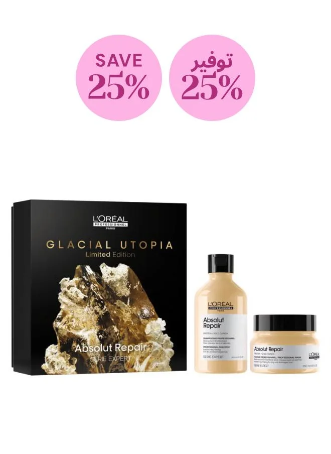 L'Oréal Professionnel Absolut Repair Glacial Utopia Duo Set, Shampoo 300 ml & Mask 250ml, 25% Savings