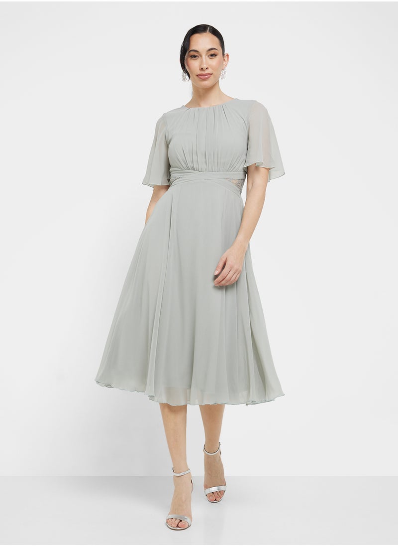 Little Mistress Waterlily Lace Insert Midi Dress  - Image 4