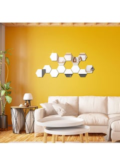 WallDaddy WallDaddy Mirror Stickers for Wall Pack of 13 Silver Hexagun 3D Acrylic Decorative Mirror Wall Stickers Mirror for Wall Home Almira Bedroom Livingroom Kitchen Hall KidsRoom Etc 