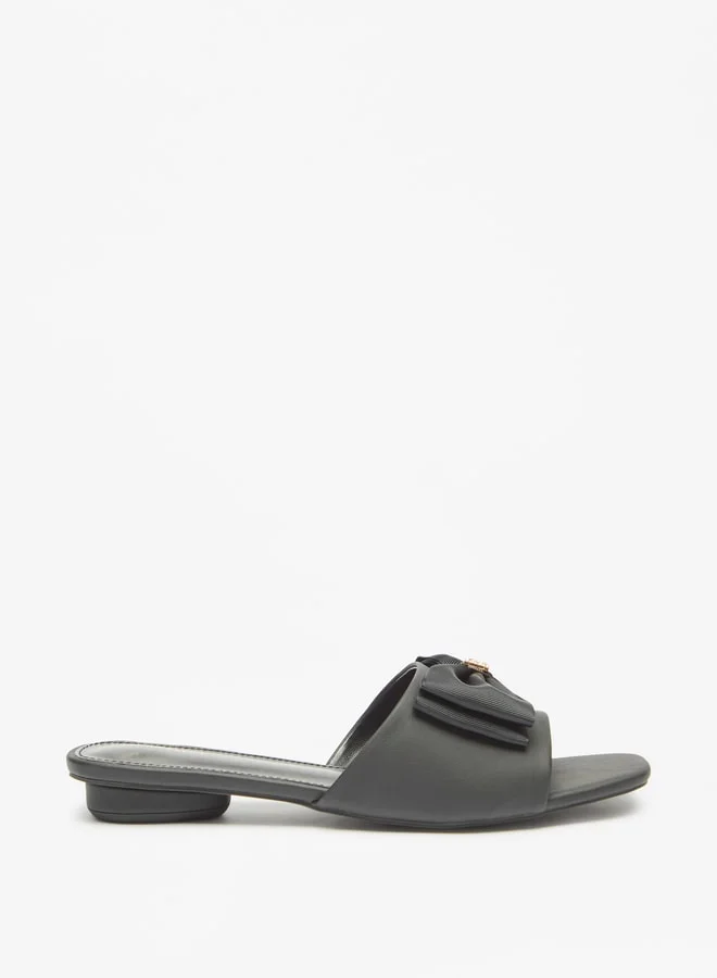 Flora Bella By Shoexpress Women's Bow Accented Slip-On Slide Sandals