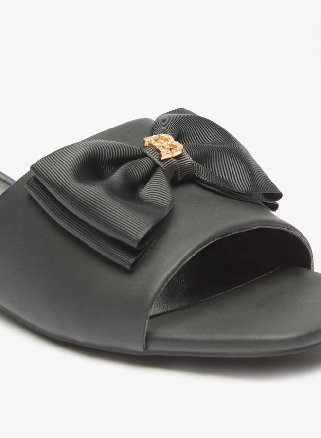 Flora Bella By Shoexpress Women's Bow Accented Slip-On Slide Sandals