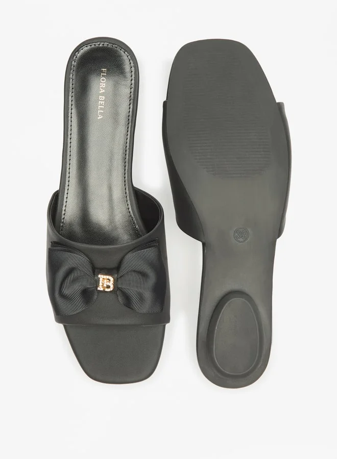 Flora Bella By Shoexpress Women's Bow Accented Slip-On Slide Sandals