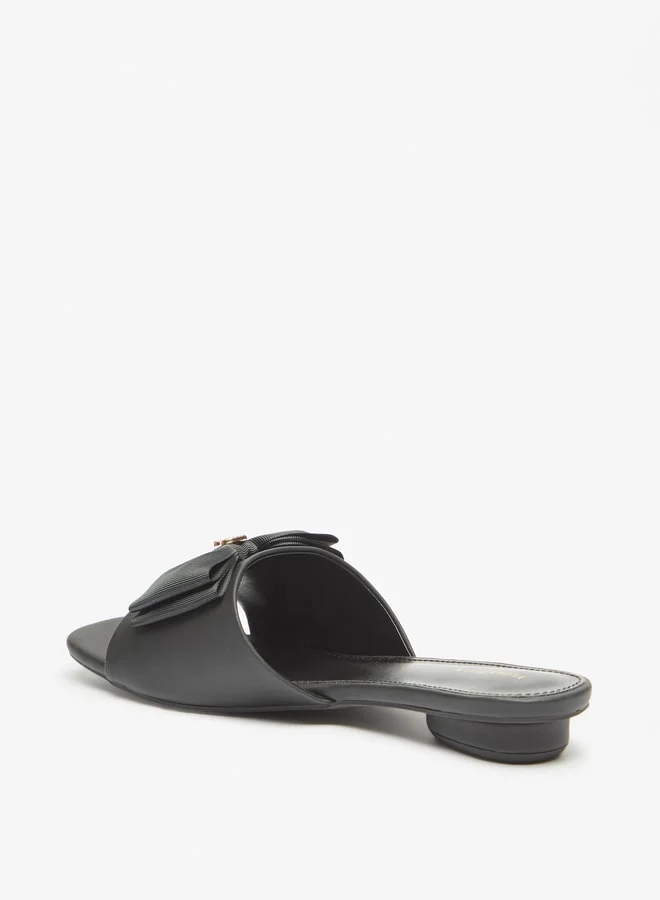 Flora Bella By Shoexpress Women's Bow Accented Slip-On Slide Sandals