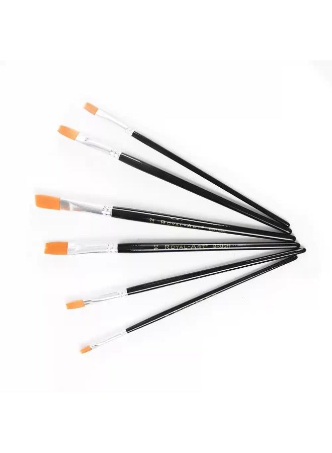 Royal Art Royal Art Painting Brush 6pcs Flat Tip Brushes Set- Black  - Image 1