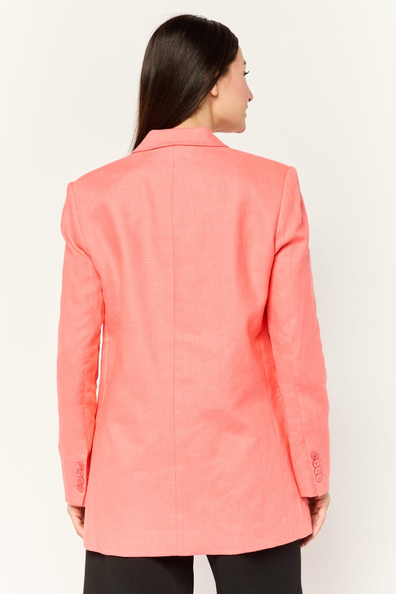 Michael Kors Women Oversized Long Sleeve Plain Blazer, Coral  - Image 2