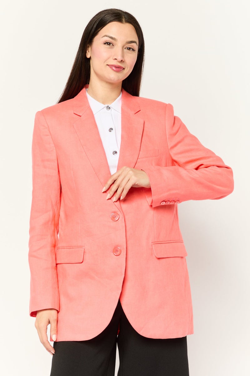 Michael Kors Women Oversized Long Sleeve Plain Blazer, Coral  - Image 1