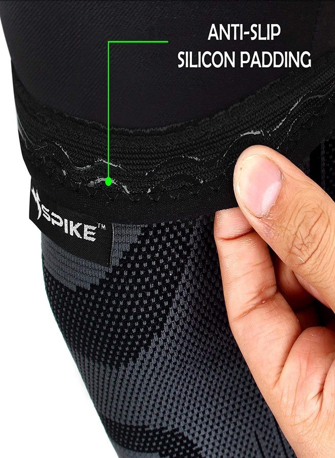 Spike Knee Cap Brace Support for Knee Pain Relief, Gym Running, Cycling, Jogging for Both Men and Women Pair (Black, Large) - Image 2