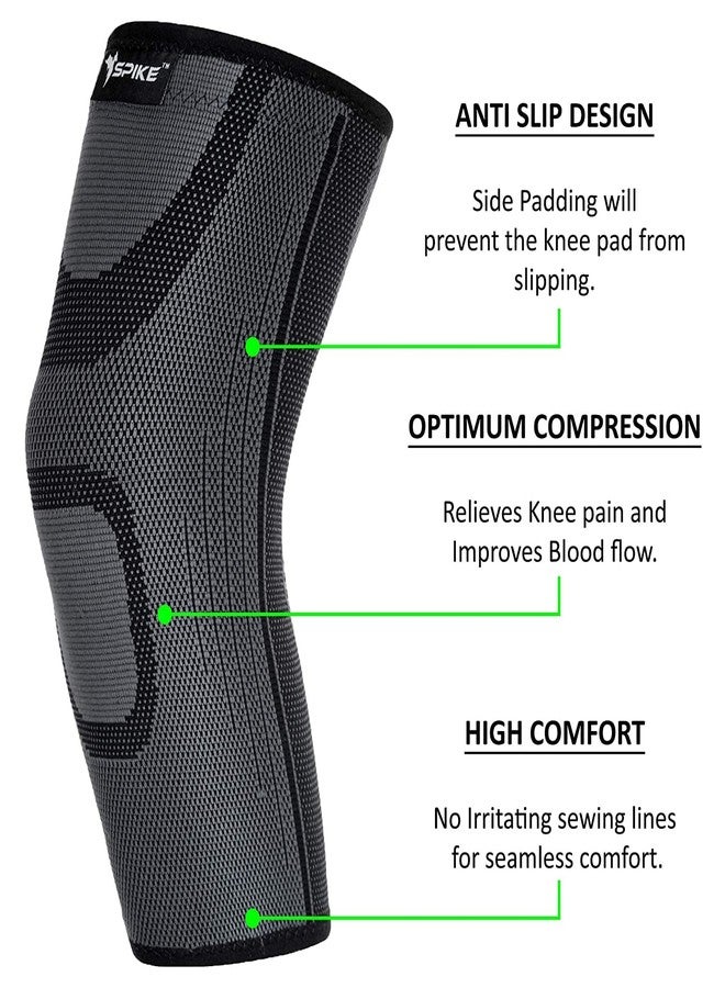 Spike Knee Cap Brace Support for Knee Pain Relief, Gym Running, Cycling, Jogging for Both Men and Women Pair (Black, Large) - Image 3