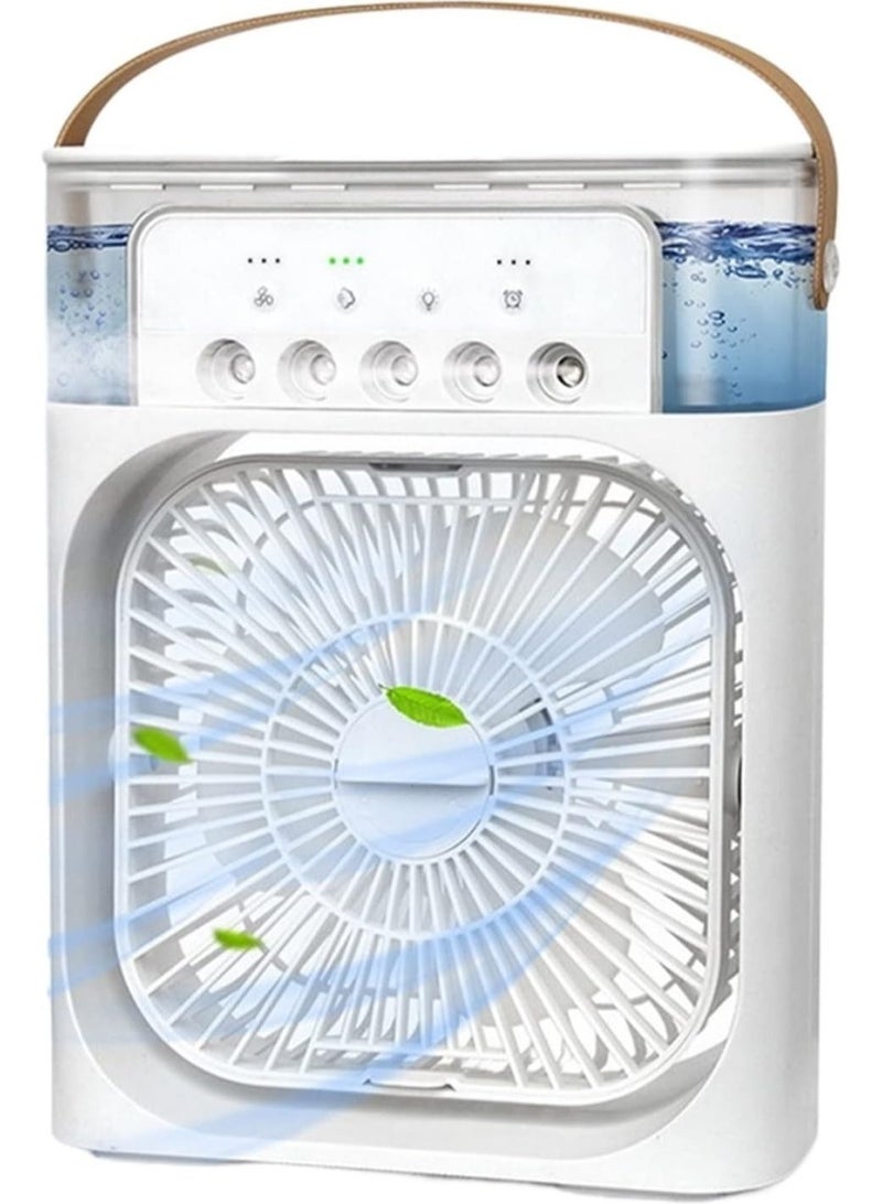 DubaiGallery مروحة تكييف هواء محمولة، مبرد هواء تبخيري شخصي بمنفذ USB، مروحة رذاذ مرطبة صغيرة مع ضوء LED، 3 سرعات رياح و5 أوضاع رش للأجهزة المنزلية - Image 3