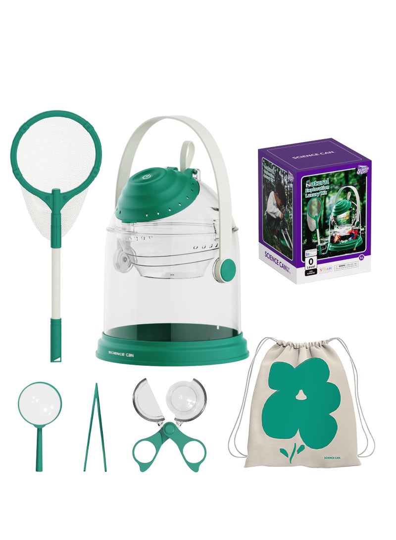 طقم استكشاف الأطفال، طقم اصطياد الحشرات للأطفال، مجموعة استكشاف في الهواء الطلق مع حقيبة ظهر، شبكة فراشات، عدسة مكبرة، مجموعة ألعاب استكشاف الحشرات، هدايا تعليمية للطبيعة للأطفال الأولاد والبنات - Image 1