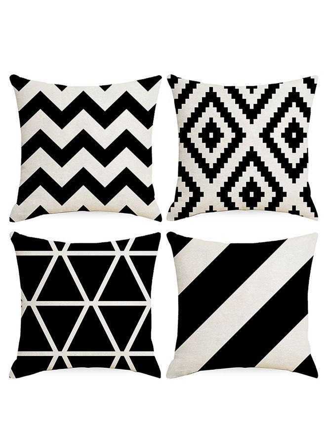 4-Piece Throw Pillow Covers 18x18 Inch Squre Linen Breathable Modern Geometric Pillow Cushion Case,Decorative Sofa Pillow Case Set for Couch,Sofa,Chair,Car,Bedroom,Living Room - Image 2