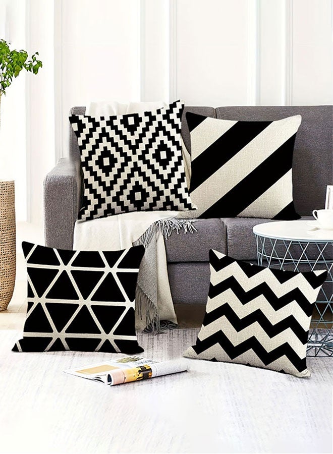 4-Piece Throw Pillow Covers 18x18 Inch Squre Linen Breathable Modern Geometric Pillow Cushion Case,Decorative Sofa Pillow Case Set for Couch,Sofa,Chair,Car,Bedroom,Living Room - Image 1