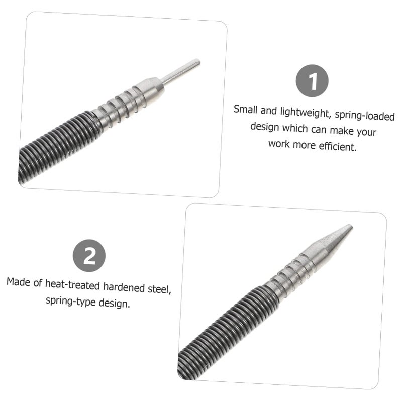 2 Piece Spring Loaded Nail Punch Set Hammerless Tool for Glass Wood Metal DIY - Image 5