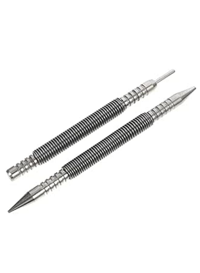 2 Piece Spring Loaded Nail Punch Set Hammerless Tool for Glass Wood Metal DIY - Image 1