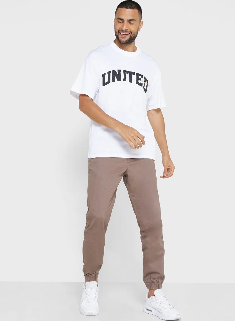 JACK & JONES Casual Printed Crew Neck T-Shirt