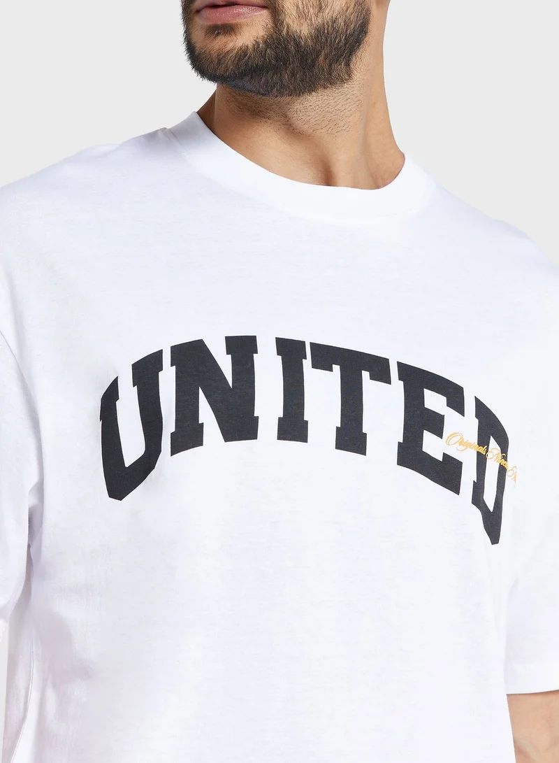 JACK & JONES Casual Printed Crew Neck T-Shirt