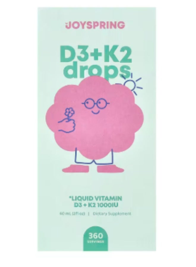 JoySpring Children Vitamin D Drops - Kids Vitamin D Liquid - Vitamin D3 K2 1000iu Drops for Kids May Support Strong Bones and Healthy Immune System - Liquid Vitamin D for Kids & Children - 360 Servings - Image 2