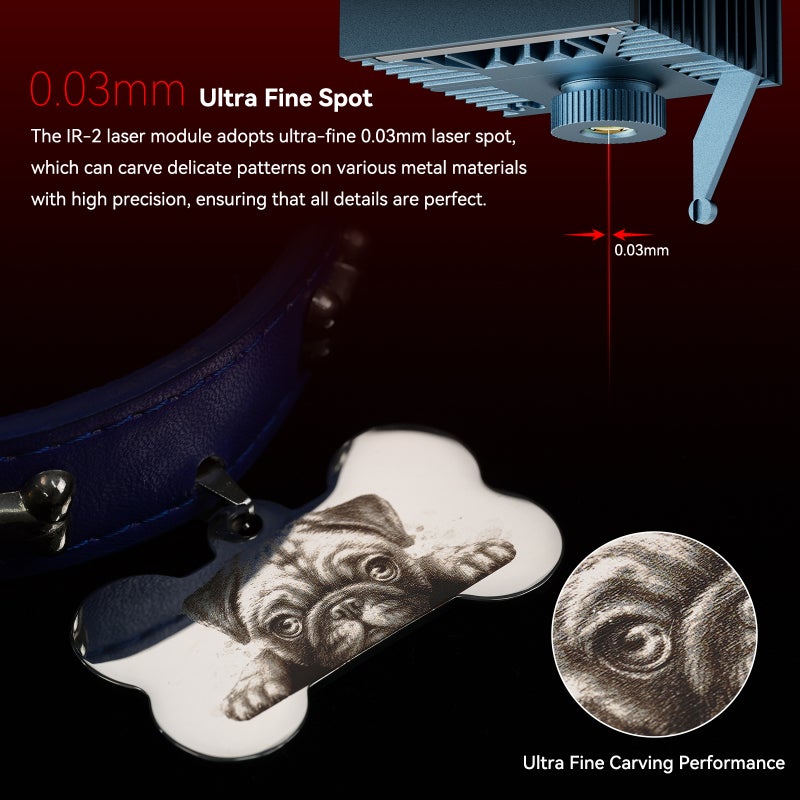 SCULPFUN Engraver Module 2W Output Optical Power Metal Blue 0.03mm Ultra Fine Spot 20000Hz Pulse Energy Red Light Module - High Adaptability Engraving Cutting Machine for Metal Plastic Dark Acrylic Engraving - Image 3