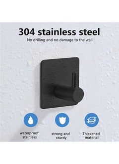 Ant 4-Piece Space Aluminum Square Adhesive Wall Hooks, Waterproof Superglue Hooks, Bathroom Kitchen Bedroom Towel Heavy Duty Hooks (Black)  - Image 3