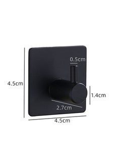 Ant 4-Piece Space Aluminum Square Adhesive Wall Hooks, Waterproof Superglue Hooks, Bathroom Kitchen Bedroom Towel Heavy Duty Hooks (Black)  - Image 2