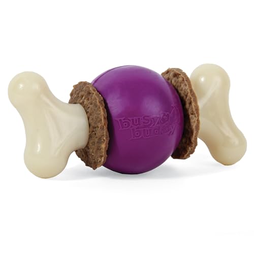 PetSafe Busy Buddy Bouncy Bone 3in1 Adjustable Slow Feeder Toy with Refillable Treat Rings Cleans Teeth Gums Cures Boredom Slows Down Eating Habits Large for Dogs 75 lb - Image 1