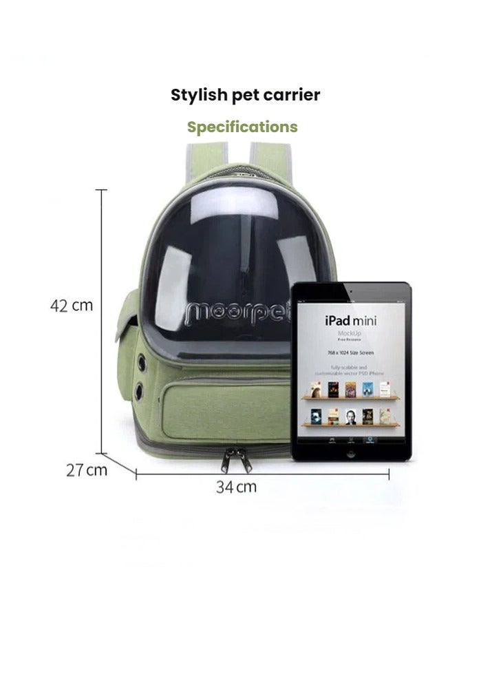 Stylish Pet Carrier Backpack, Breathable Cat Carrier Bag, Pet Bubble Backpack, Pet Travel Bag with Space Cover, Transparent Waterproof Portable Pet Space Capsule Backpack for Travel, Hiking, Walking and Outdoor - Image 2